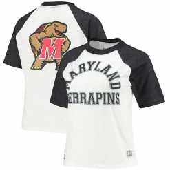 Women's Under Armour White/Heathered Black Maryland Terrapins Fade Raglan T-Shirt