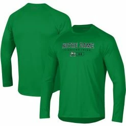 Men's Under Armour Green Notre Dame Fighting Irish Lockup Tech Raglan Long Sleeve T-Shirt