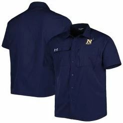Men's Under Armour Navy Navy Midshipmen Motivate Button-Up Shirt