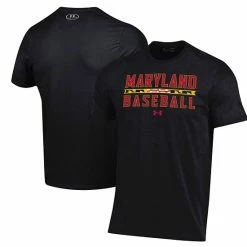 Men's Under Armour Black Maryland Terrapins Baseball Stack Performance T-Shirt