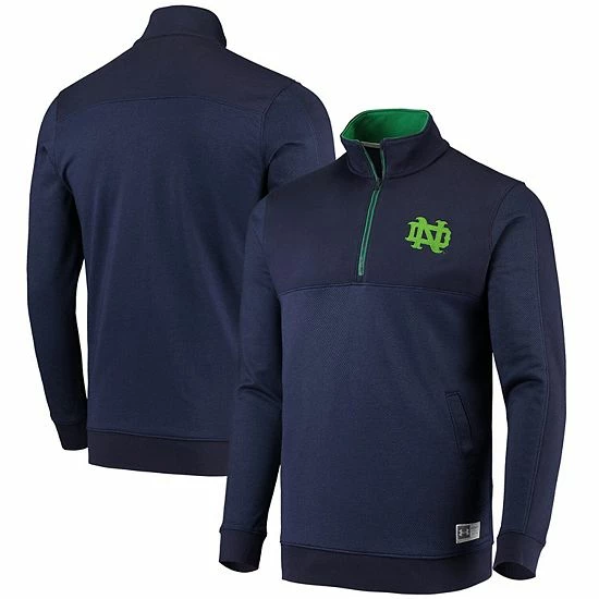 Men's Under Armour Navy Notre Dame Fighting Irish Game Day All Day Fleece Half-Zip Jacket 2 Men's Under Armour Navy Notre Dame Fighting Irish Game Day All Day Fleece Half-Zip Jacket - Image 2