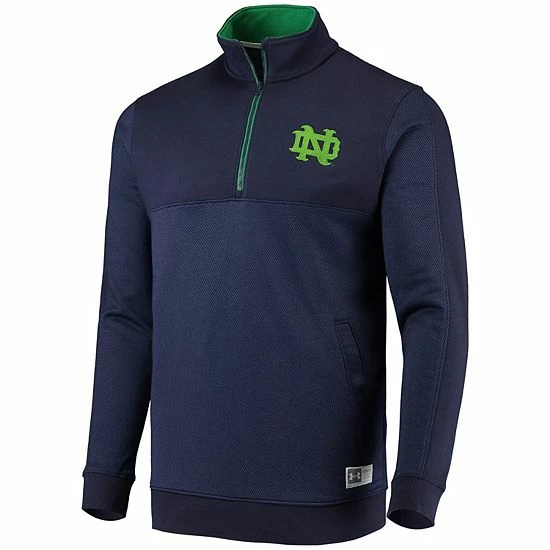 Men's Under Armour Navy Notre Dame Fighting Irish Game Day All Day Fleece Half-Zip Jacket 3 Men's Under Armour Navy Notre Dame Fighting Irish Game Day All Day Fleece Half-Zip Jacket - Image 3