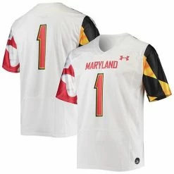 Men's Under Armour #1 White Maryland Terrapins Replica Player Jersey