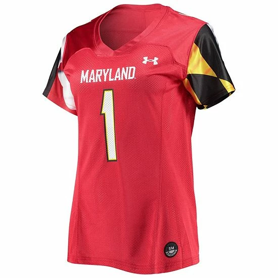 Women's Under Armour #1 Red Maryland Terrapins Replica Jersey 2 Women's Under Armour #1 Red Maryland Terrapins Replica Jersey - Image 2