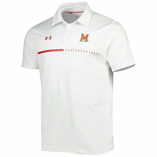 Men's Under Armour White Maryland Terrapins Title Performance Polo 3 Men's Under Armour White Maryland Terrapins Title Performance Polo - Image 3