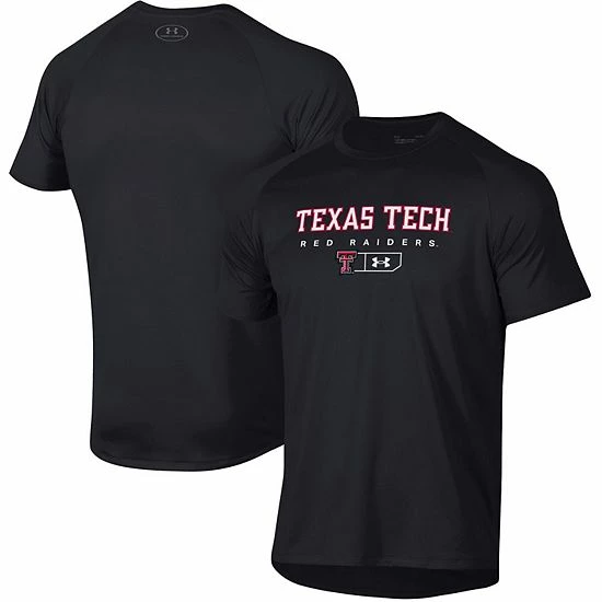 Men's Under Armour Black Texas Tech Red Raiders Lockup Tech Raglan T-Shirt 1 Men's Under Armour Black Texas Tech Red Raiders Lockup Tech Raglan T-Shirt