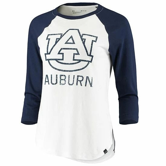 Women's Under Armour White/Navy Auburn Tigers Performance Cotton 3/4-Sleeve Raglan T-Shirt 3 Women's Under Armour White/Navy Auburn Tigers Performance Cotton 3/4-Sleeve Raglan T-Shirt - Image 3