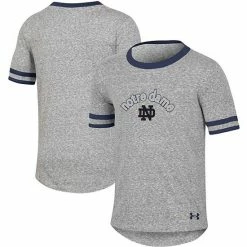 Girls Youth Under Armour Heathered Gray Notre Dame Fighting Irish Siro Slub Novelty T-Shirt