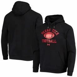 Men's Under Armour Black Texas Tech Red Raiders Football Practice Raglan Pullover Hoodie