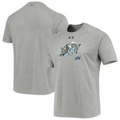 Men's Under Armour Heathered Gray Navy Midshipmen Raglan Tech T-Shirt