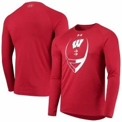 Men's Under Armour Red Wisconsin Badgers Football Icon Raglan Long Sleeve T-Shirt