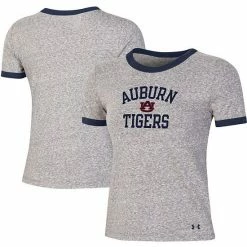 Women's Under Armour Heathered Gray Auburn Tigers Siro Slub Tri-Blend Ringer T-Shirt