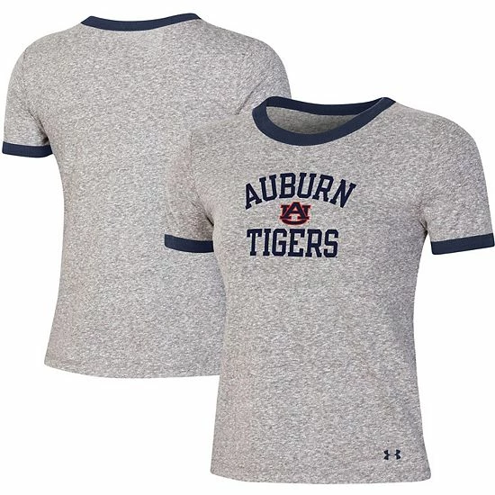 Women's Under Armour Heathered Gray Auburn Tigers Siro Slub Tri-Blend Ringer T-Shirt 1 Women's Under Armour Heathered Gray Auburn Tigers Siro Slub Tri-Blend Ringer T-Shirt