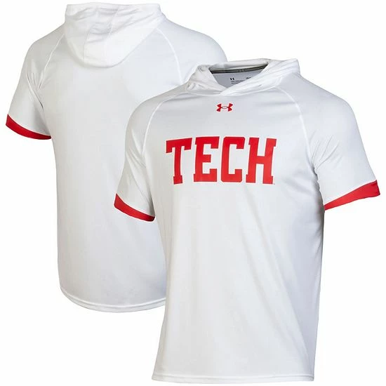 Men's Under Armour White Texas Tech Red Raiders On-Court Basketball Shooting Hoodie Raglan Performance T-Shirt 2 Men's Under Armour White Texas Tech Red Raiders On-Court Basketball Shooting Hoodie Raglan Performance T-Shirt - Image 2