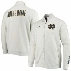 Men's Under Armour Heathered Gray Notre Dame Fighting Irish Raglan Game Day Triad Full-Zip Jacket