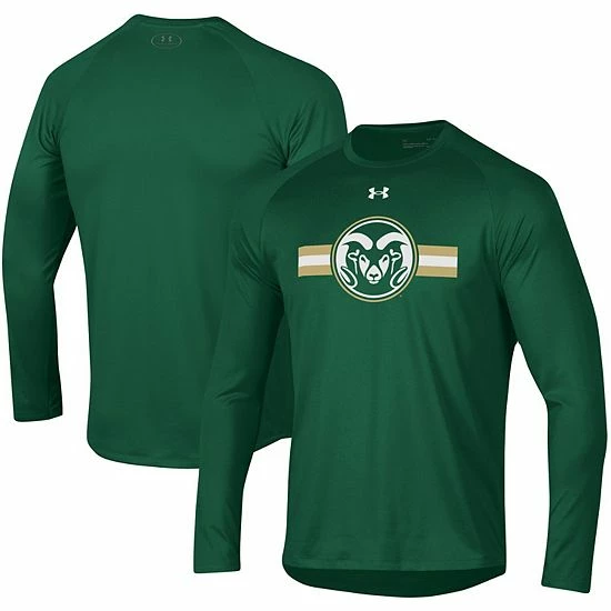 Men's Under Armour Green Colorado State Rams Logo Stripe Performance Raglan Long Sleeve T-Shirt 1 Men's Under Armour Green Colorado State Rams Logo Stripe Performance Raglan Long Sleeve T-Shirt