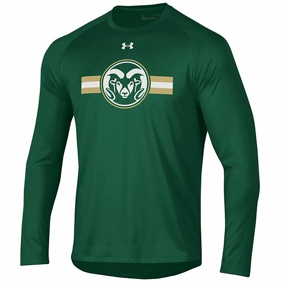 Men's Under Armour Green Colorado State Rams Logo Stripe Performance Raglan Long Sleeve T-Shirt 3 Men's Under Armour Green Colorado State Rams Logo Stripe Performance Raglan Long Sleeve T-Shirt - Image 3