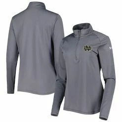 Women's Under Armour Charcoal Notre Dame Fighting Irish Tech Mesh Performance Quarter-Zip Jacket