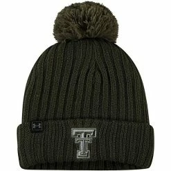 Men's Under Armour Olive Texas Tech Red Raiders Freedom Collection Cuffed Knit Hat With Pom