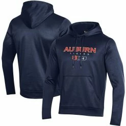 Men's Under Armour Navy Auburn Tigers Logo Lockup Fleece Performance Pullover Hoodie