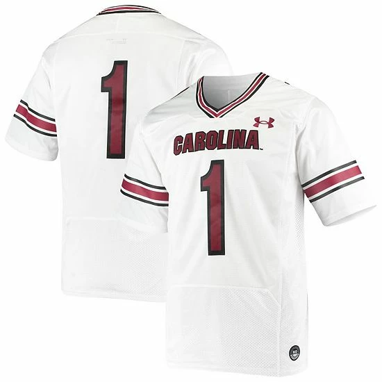 Men's Under Armour #1 White South Carolina Gamecocks Premiere Football Jersey 1 Men's Under Armour #1 White South Carolina Gamecocks Premiere Football Jersey