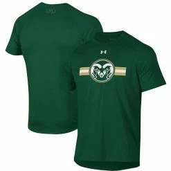 Men's Under Armour Green Colorado State Rams Logo Stripe Performance Raglan T-Shirt