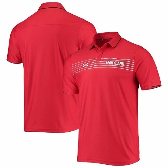 Men's Under Armour Red Maryland Terrapins Sideline Chest Stripe Performance Polo 2 Men's Under Armour Red Maryland Terrapins Sideline Chest Stripe Performance Polo - Image 2