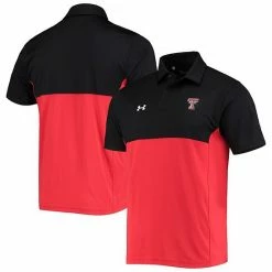 Men's Under Armour Black/Red Texas Tech Red Raiders 2022 Blocked Coaches Performance Polo