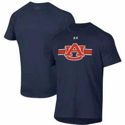 Men's Under Armour Navy Auburn Tigers Logo Stripe Performance Raglan T-Shirt