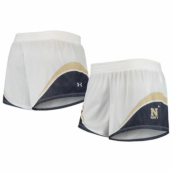 Women's Under Armour White/Navy Navy Midshipmen Mesh Shorts 2 Women's Under Armour White/Navy Navy Midshipmen Mesh Shorts - Image 2
