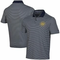 Men's Under Armour Navy Notre Dame Fighting Irish Coaches On-Court Basketball Pin Stripe Performance Polo