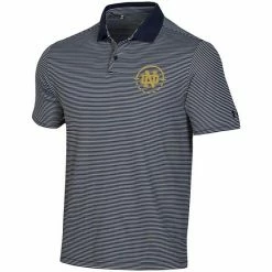 Men's Under Armour Navy Notre Dame Fighting Irish Coaches On-Court Basketball Pin Stripe Performance Polo -Under Armour SHOP unnamed file 13004