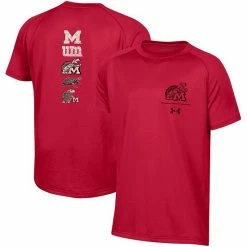 Youth Under Armour Red Maryland Terrapins Spine Print Raglan T-Shirt