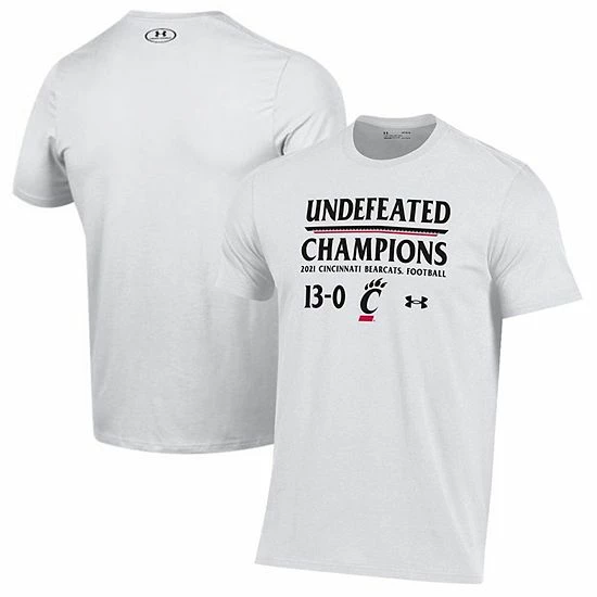 Men's Under Armour White Cincinnati Bearcats 2021 AAC Football Conference Champions Undefeated T-Shirt 1 Men's Under Armour White Cincinnati Bearcats 2021 AAC Football Conference Champions Undefeated T-Shirt