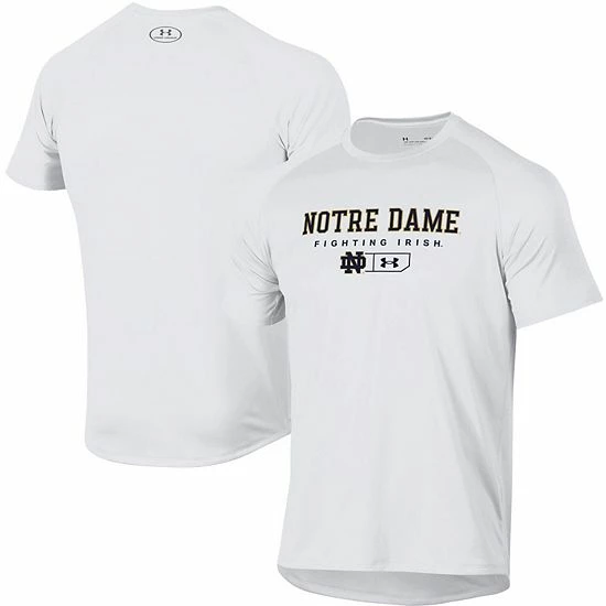 Men's Under Armour White Notre Dame Fighting Irish Lockup Tech Raglan T-Shirt 2 Men's Under Armour White Notre Dame Fighting Irish Lockup Tech Raglan T-Shirt - Image 2