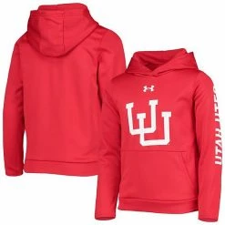 Youth Under Armour Red Utah Utes Fleece 2-Hit Pullover Hoodie