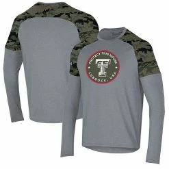 Men's Under Armour Heathered Gray/Camo Texas Tech Red Raiders Freedom Long Sleeve T-Shirt
