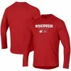 Men's Under Armour Red Wisconsin Badgers Lockup Tech Raglan Long Sleeve T-Shirt
