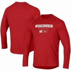 Men's Under Armour Red Wisconsin Badgers Lockup Tech Raglan Long Sleeve T-Shirt