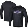 Men's Under Armour Black Northwestern Wildcats Logo Stripe Performance Raglan Long Sleeve T-Shirt