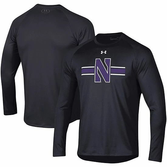 Men's Under Armour Black Northwestern Wildcats Logo Stripe Performance Raglan Long Sleeve T-Shirt 1 Men's Under Armour Black Northwestern Wildcats Logo Stripe Performance Raglan Long Sleeve T-Shirt