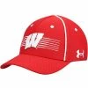 Youth Under Armour Red Wisconsin Badgers Blitzing Accent Performance Adjustable Hat