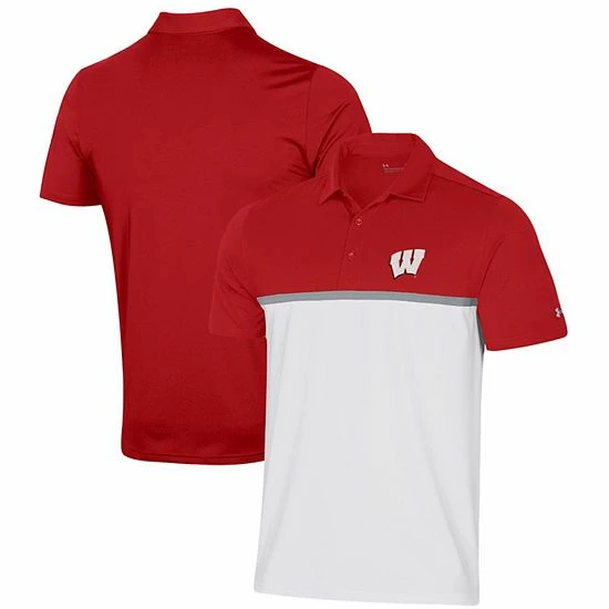Men's Under Armour White/Red Wisconsin Badgers HeatGear Game Day Polo 2 Men's Under Armour White/Red Wisconsin Badgers HeatGear Game Day Polo - Image 2
