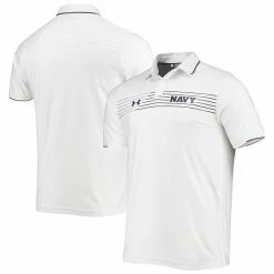 Men's Under Armour White Navy Midshipmen Sideline Chest Stripe Performance Polo