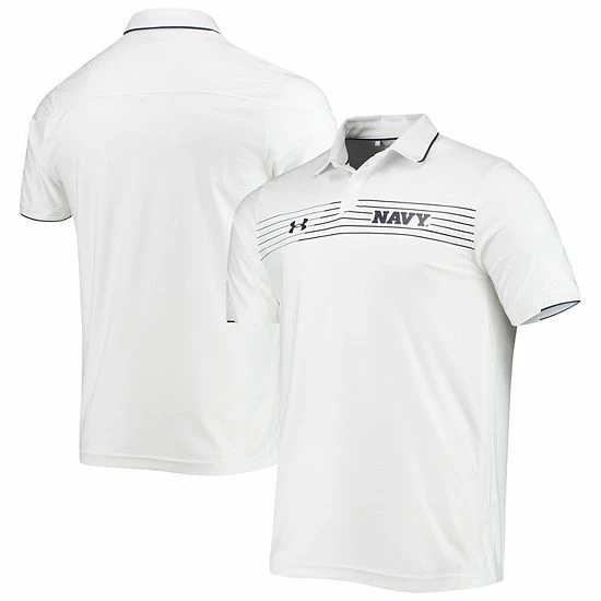 Men's Under Armour White Navy Midshipmen Sideline Chest Stripe Performance Polo 1 Men's Under Armour White Navy Midshipmen Sideline Chest Stripe Performance Polo