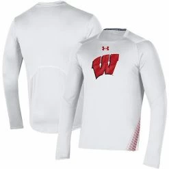 Men's Under Armour White Wisconsin Badgers 2021 Sideline Training Performance Long Sleeve T-Shirt