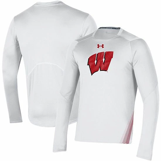 Men's Under Armour White Wisconsin Badgers 2021 Sideline Training Performance Long Sleeve T-Shirt 1 Men's Under Armour White Wisconsin Badgers 2021 Sideline Training Performance Long Sleeve T-Shirt