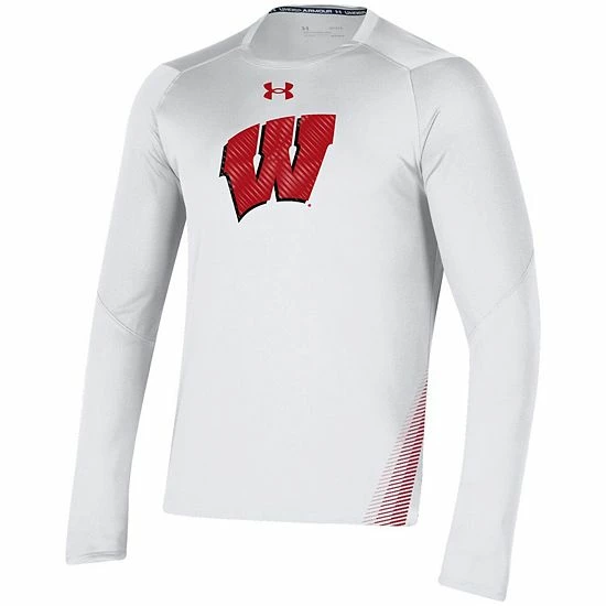 Men's Under Armour White Wisconsin Badgers 2021 Sideline Training Performance Long Sleeve T-Shirt 3 Men's Under Armour White Wisconsin Badgers 2021 Sideline Training Performance Long Sleeve T-Shirt - Image 3
