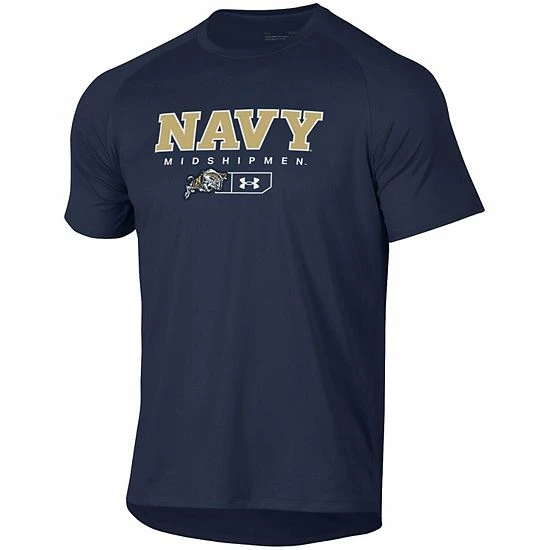 Men's Under Armour Navy Navy Midshipmen Lockup Tech Raglan T-Shirt 3 Men's Under Armour Navy Navy Midshipmen Lockup Tech Raglan T-Shirt - Image 3