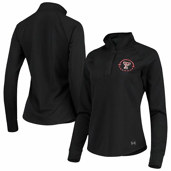 Women's Under Armour Black Texas Tech Red Raiders Basketball On-Court Quarter-Snap Raglan Jacket 2 Women's Under Armour Black Texas Tech Red Raiders Basketball On-Court Quarter-Snap Raglan Jacket - Image 2